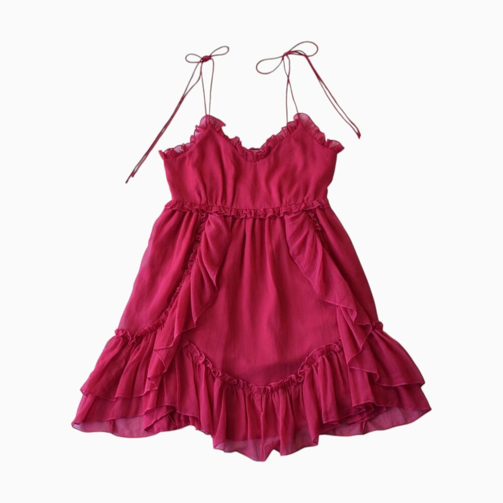 NA-KD Hot Pink Ruffled A-Line Mini Dress Size 38 (US 6)